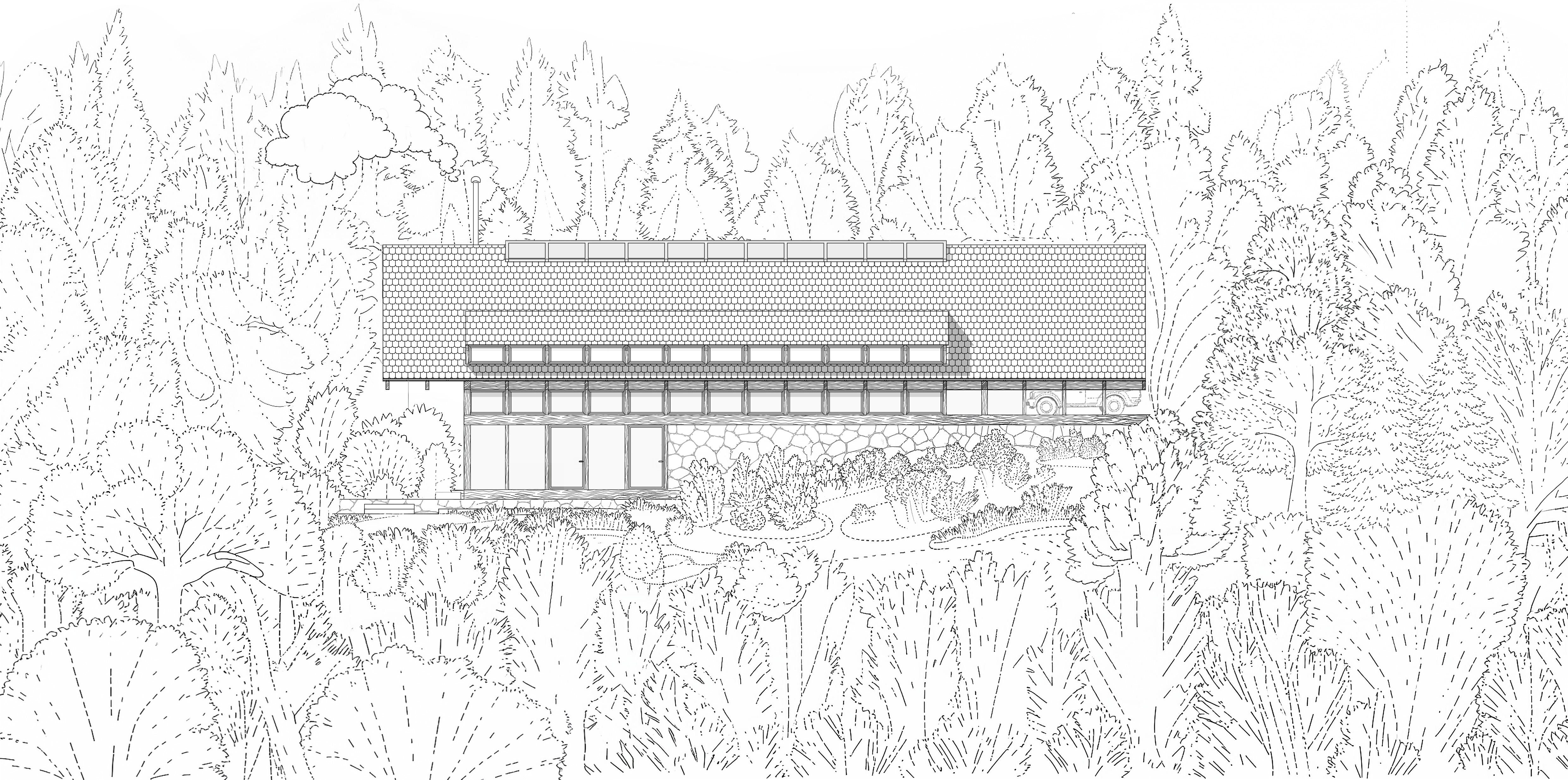 Vista arquitectónica longitudinal del proyecto
